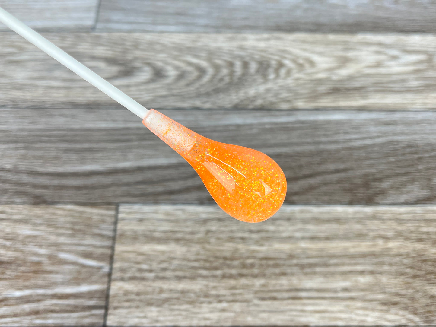 Orange Glitter- Pear Acrylic Conducting Baton