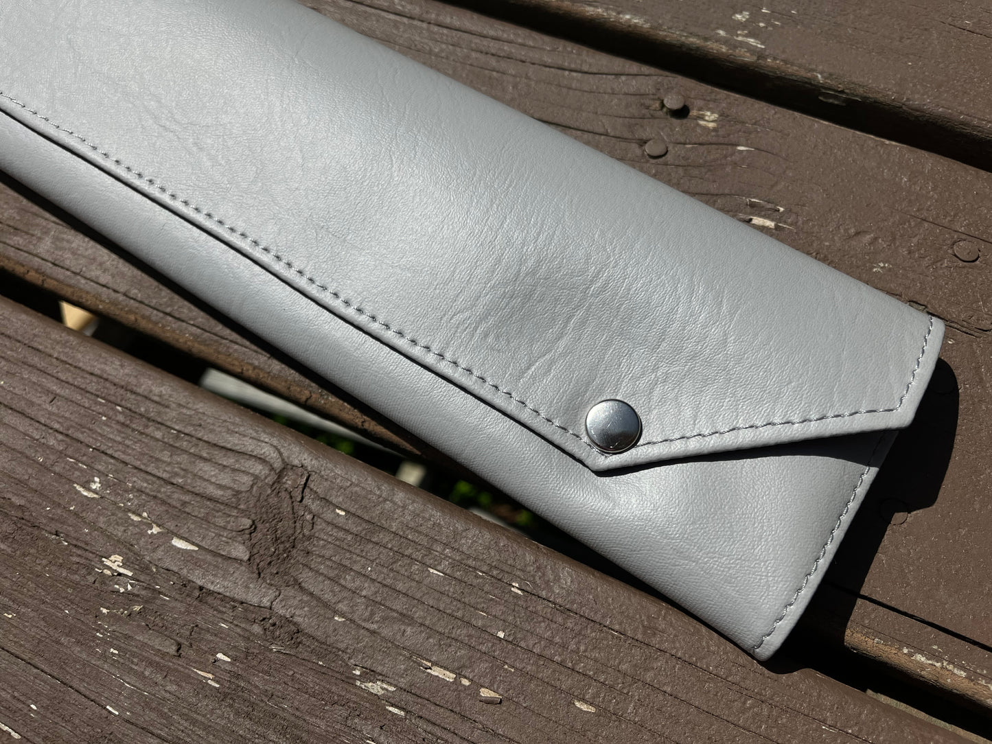 Four Baton Vegan Leather Case - White Music Note Fabric