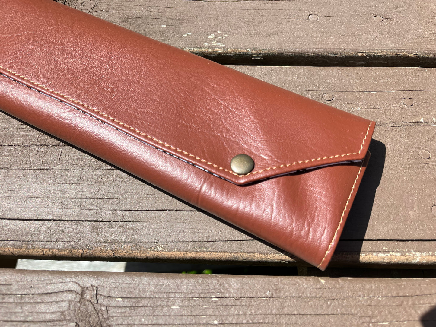 Four Baton Vegan Leather Case - White Music Note Fabric