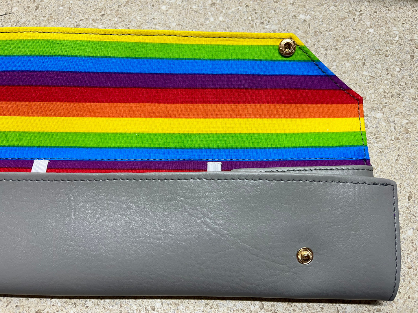 Rainbow Stripe Baton Case- Grey