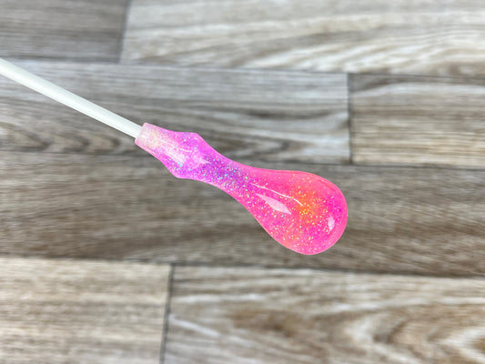 Pink, Purple, Yellow Glitter- Spindle Acrylic Conducting Baton