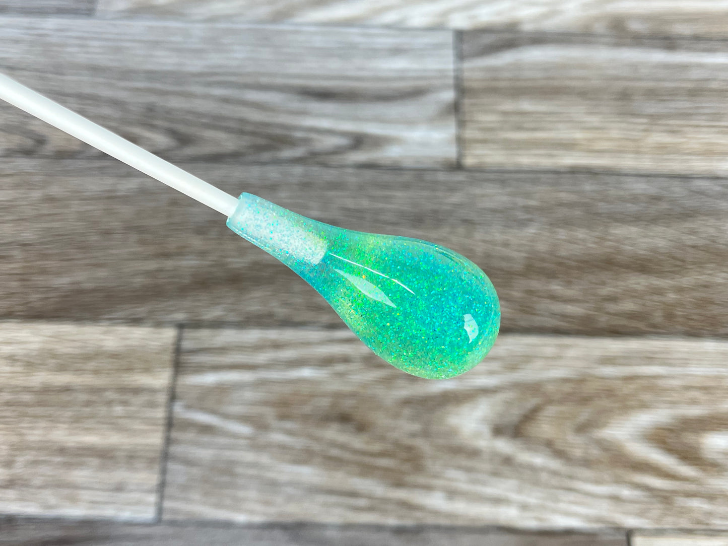 Blue and Green Glitter- Pear Acrylic Conducting Baton