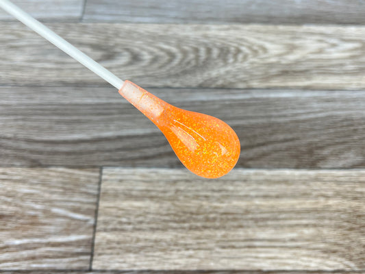 Orange Glitter- Pear Acrylic Conducting Baton