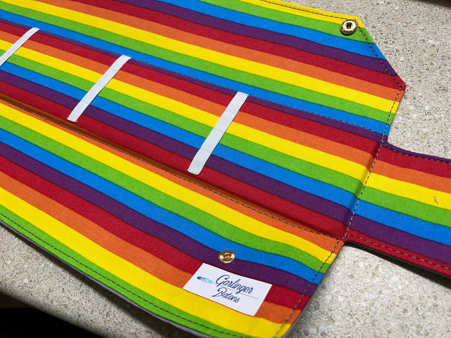 Rainbow Stripe Baton Case- Grey