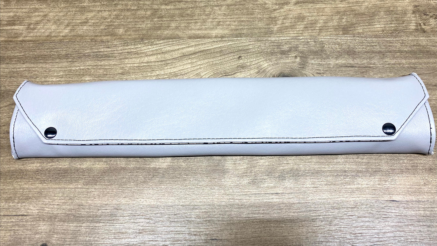 Four Baton Vegan Leather Case - White Music Note Fabric