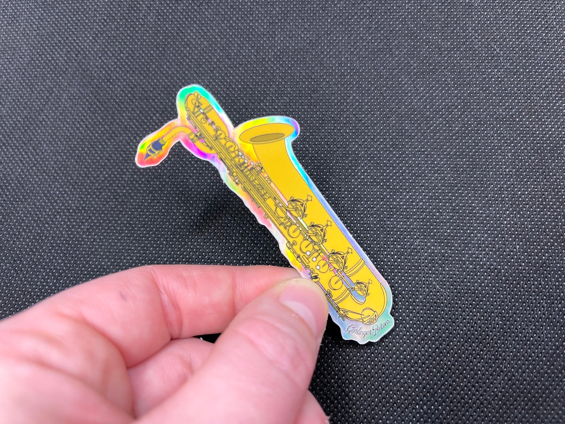 Baton Sticker Orchestra Bari Saxophone- Holographic Sticker – Garlinger Batons
